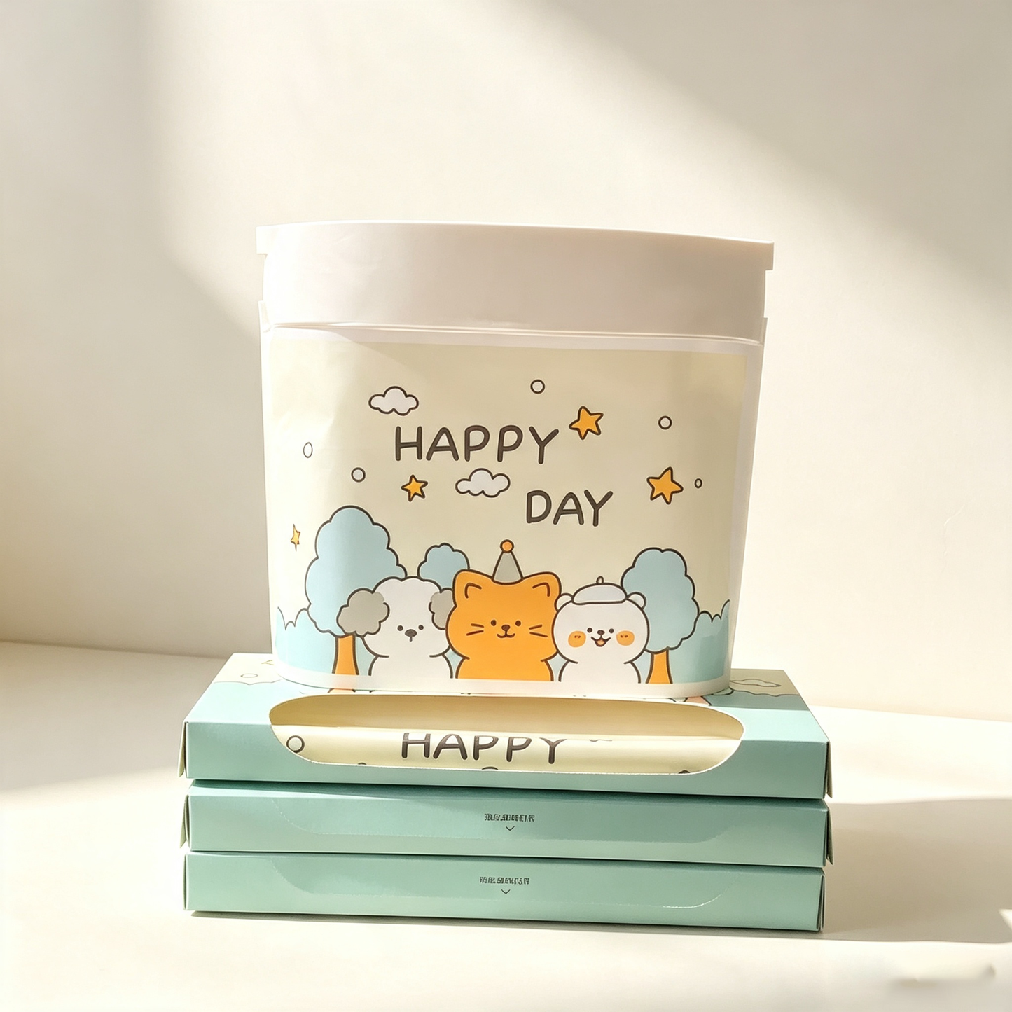 Cartoon-Themed Storage & Cleaning Set (Includes Desktop Trash Bin, Tissue Box, Portable Cleaning Bag)