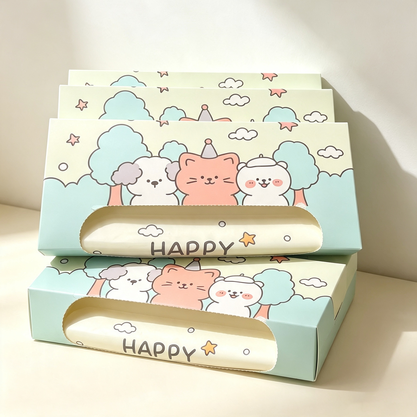Cartoon-Themed Storage & Cleaning Set (Includes Desktop Trash Bin, Tissue Box, Portable Cleaning Bag)