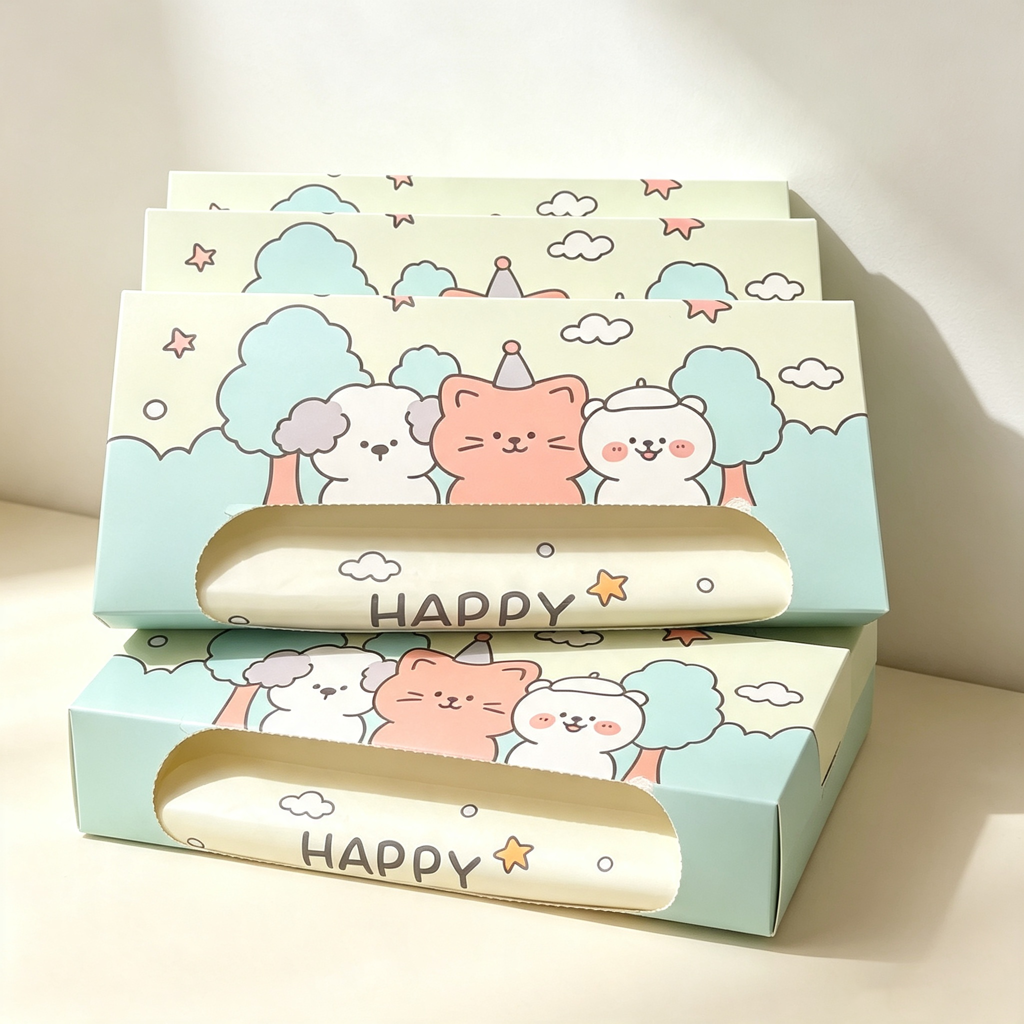 Cartoon-Themed Storage & Cleaning Set (Includes Desktop Trash Bin, Tissue Box, Portable Cleaning Bag)