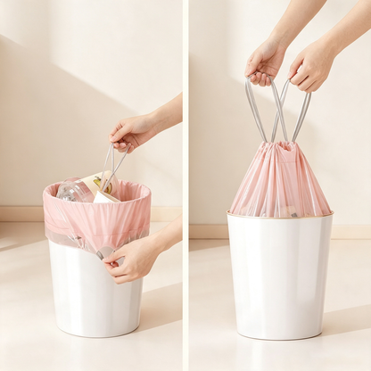 Ice Berry Pink Drawstring Thickened Trash Bags