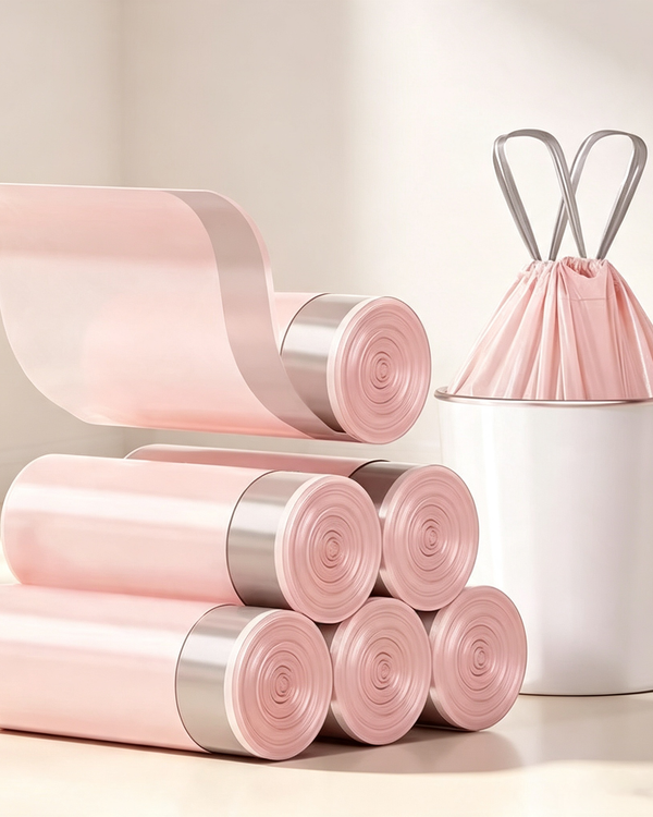 Ice Berry Pink Drawstring Thickened Trash Bags