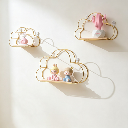 Nordic Cloud-Shaped Iron Wall Shelf (Punch-Free Decorative Storage Rack for Living Room & Bedroom)
