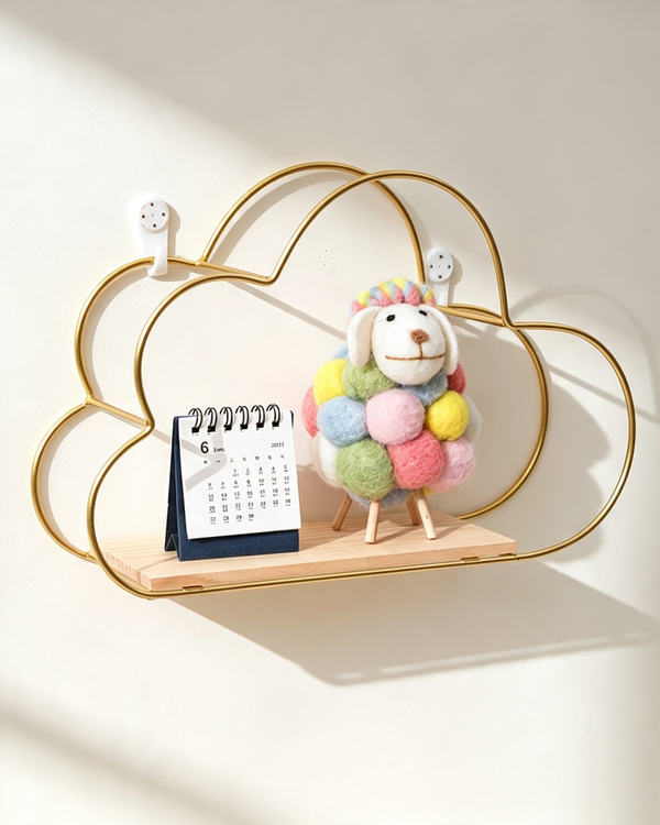 Nordic Cloud-Shaped Iron Wall Shelf (Punch-Free Decorative Storage Rack for Living Room & Bedroom)