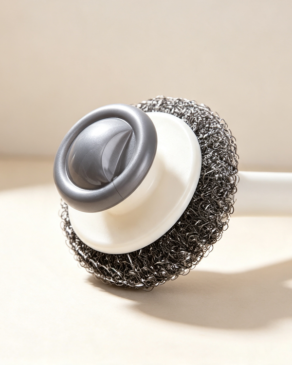 Stainless Steel Wire Ball Cleaning Brush with Handle (Multi-functional Kitchen Pot & Dish Scrubber)